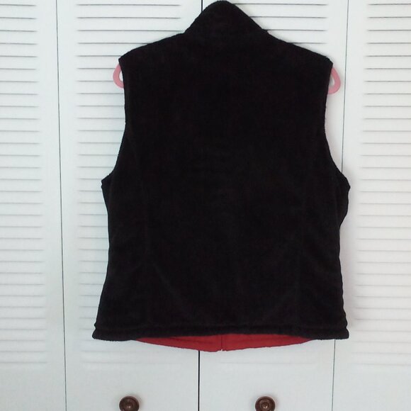 VTG FREE COUNTRY L REVERSIBLE VEST FULL ZIP QUILTED RED FAUX FUR BLACK VINTAGE - Picture 4 of 11